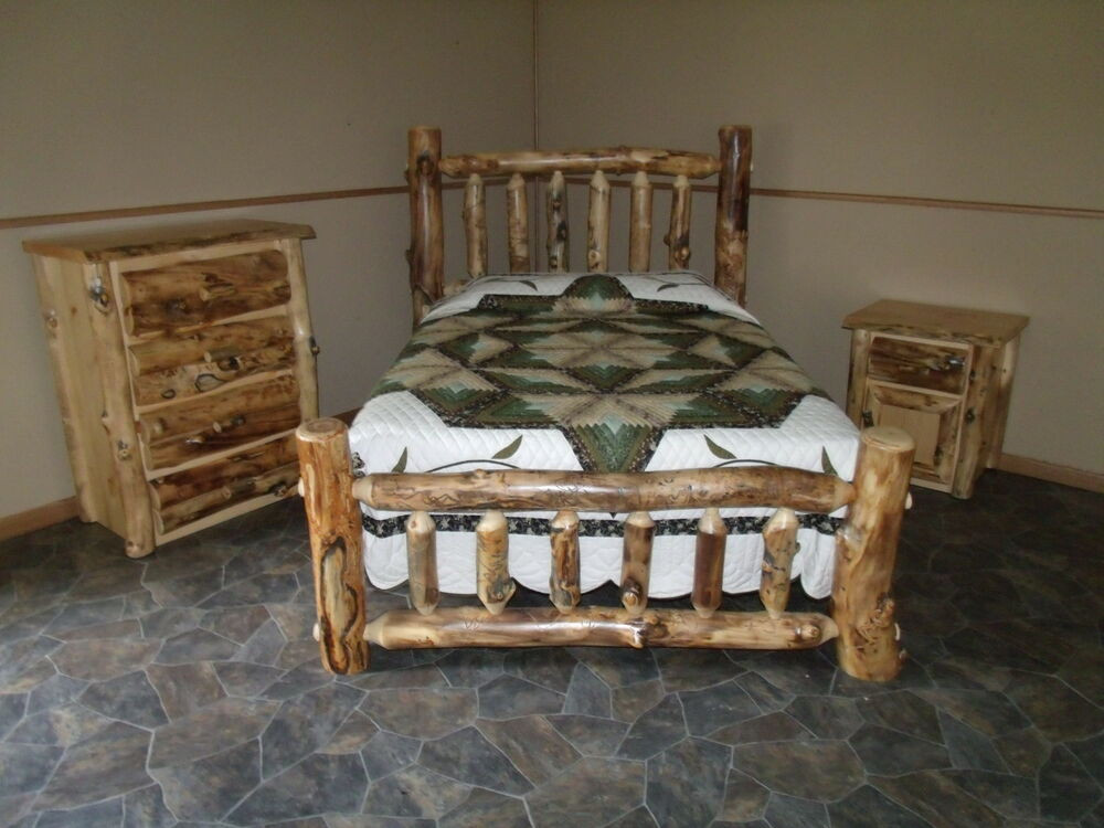 Rustic Bedroom Sets King
 Rustic Aspen Log BEDROOM SET KING plete Bed 4 Drawer