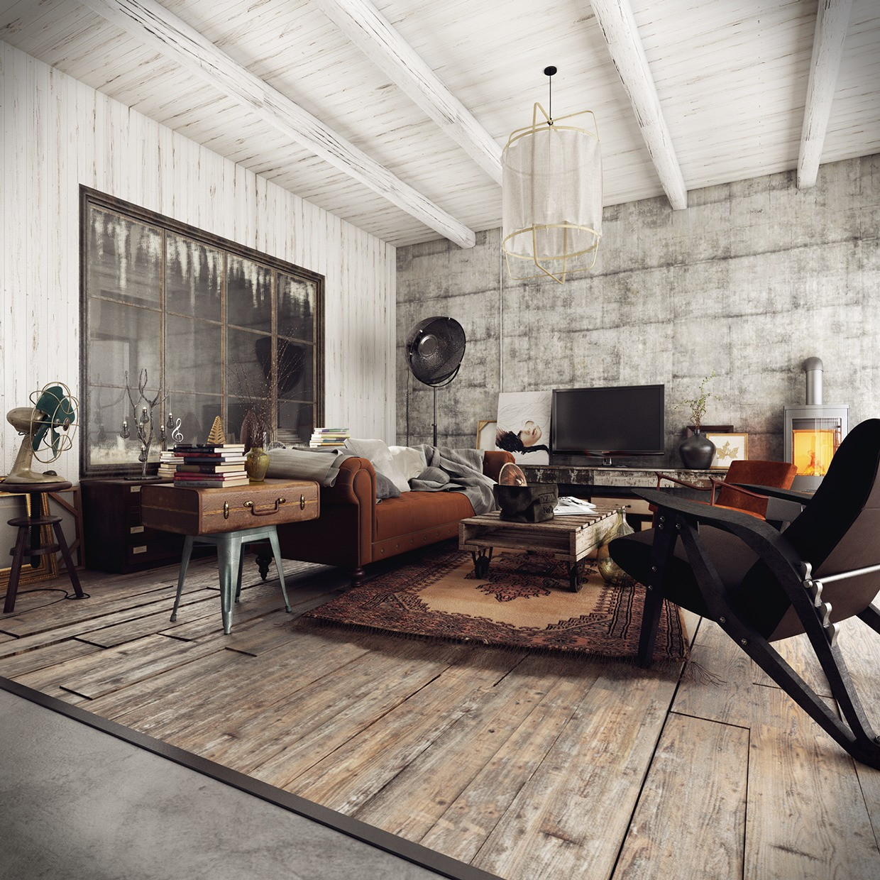 Rustic Industrial Living Room
 The living room of a rustic home with an industrial