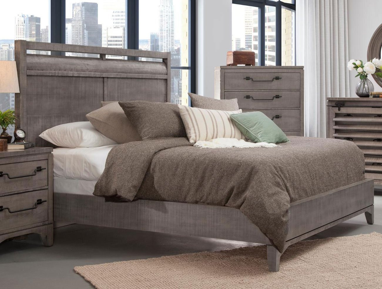 Rustic King Size Bedroom Sets
 Rustic Contemporary Old Gray 6 Piece King Bedroom Set