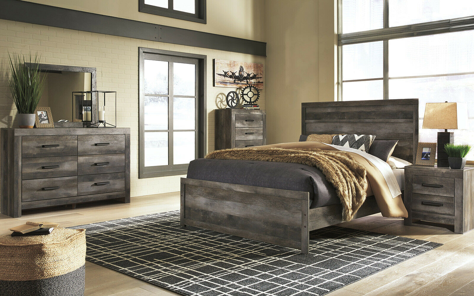 Rustic King Size Bedroom Sets
 NEW Modern Rustic Gray Finish 5 pieces Bedroom Set w King