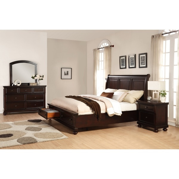 Rustic King Size Bedroom Sets
 Shop Brishland Rustic Cherry Storage 4 Piece King Size