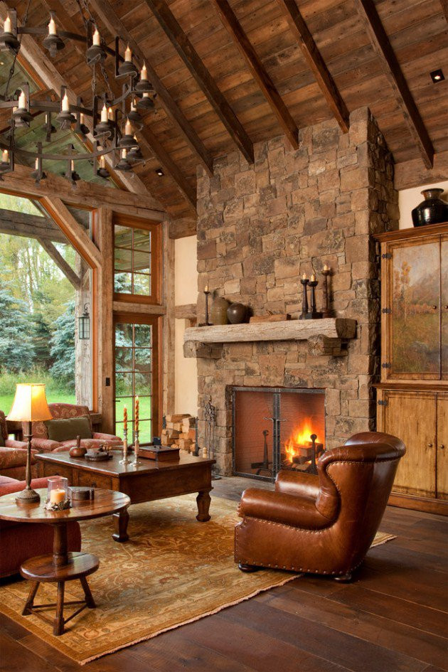 Rustic Living Rooms With Fireplace
 40 Awesome Living Room Designs With Fireplace Decoration