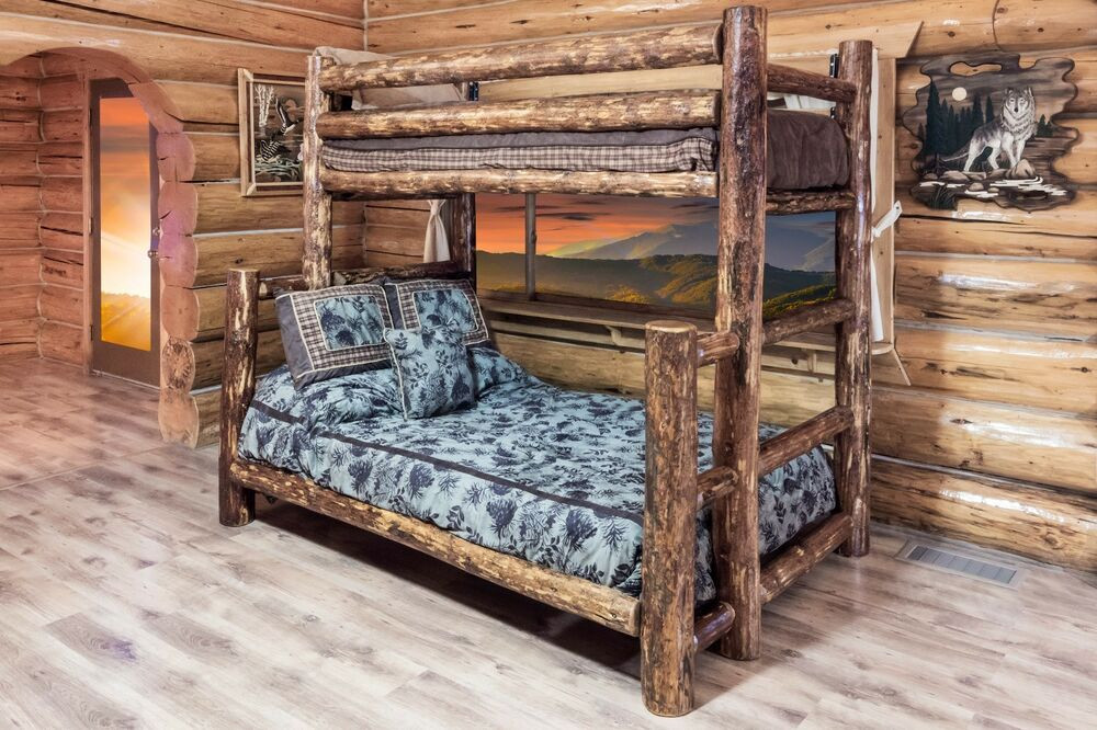 Rustic Log Bedroom Furniture
 Rustic TWIN OVER FULL Bunk Bed Amish Made Log Bunk Beds