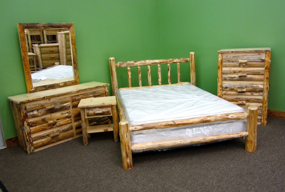 Rustic Log Bedroom Set
 Rustic Pine Queen Log Bedroom Suite 5 pc Set $2459