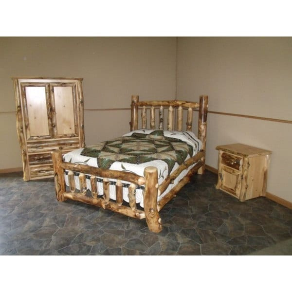 Rustic Log Bedroom Set
 Shop Rustic Aspen Log plete BEDROOM SET Includes Bed