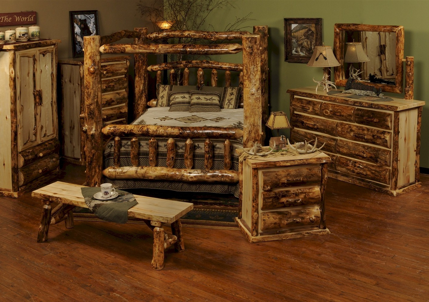 Rustic Log Bedroom Set
 Beartooth Pass Rustic Aspen Canopy Bed Rustic Aspen Log