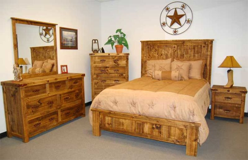 Rustic Wood Bedroom Furniture
 Natural Finish Reclaimed Wood Rustic Bedroom Set