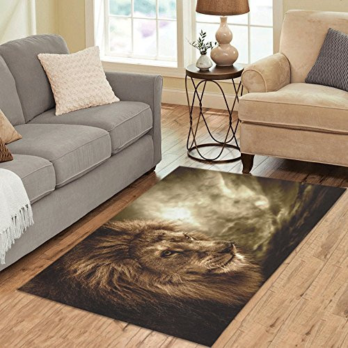 Safari Rugs Living Room
 InterestPrint Safari Animal Brown Lion Area Rug Cover 5 x