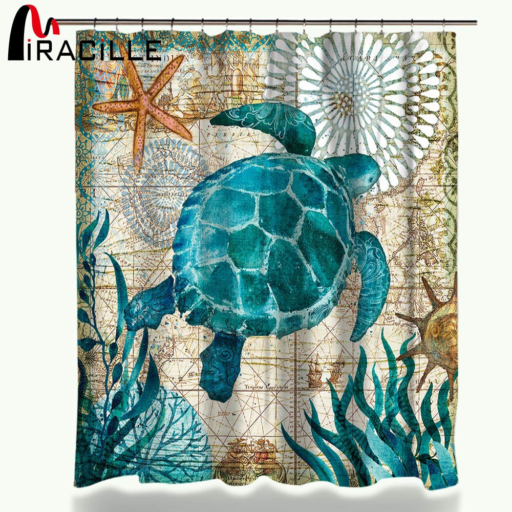 Sea Turtle Bathroom Decor
 Miracille Sea Turtle Waterproof Shower Curtain Octopus