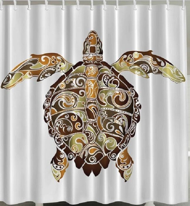 Sea Turtle Bathroom Decor
 Turtle Paisley Fabric SHOWER CURTAIN Sea Marine Tortoise