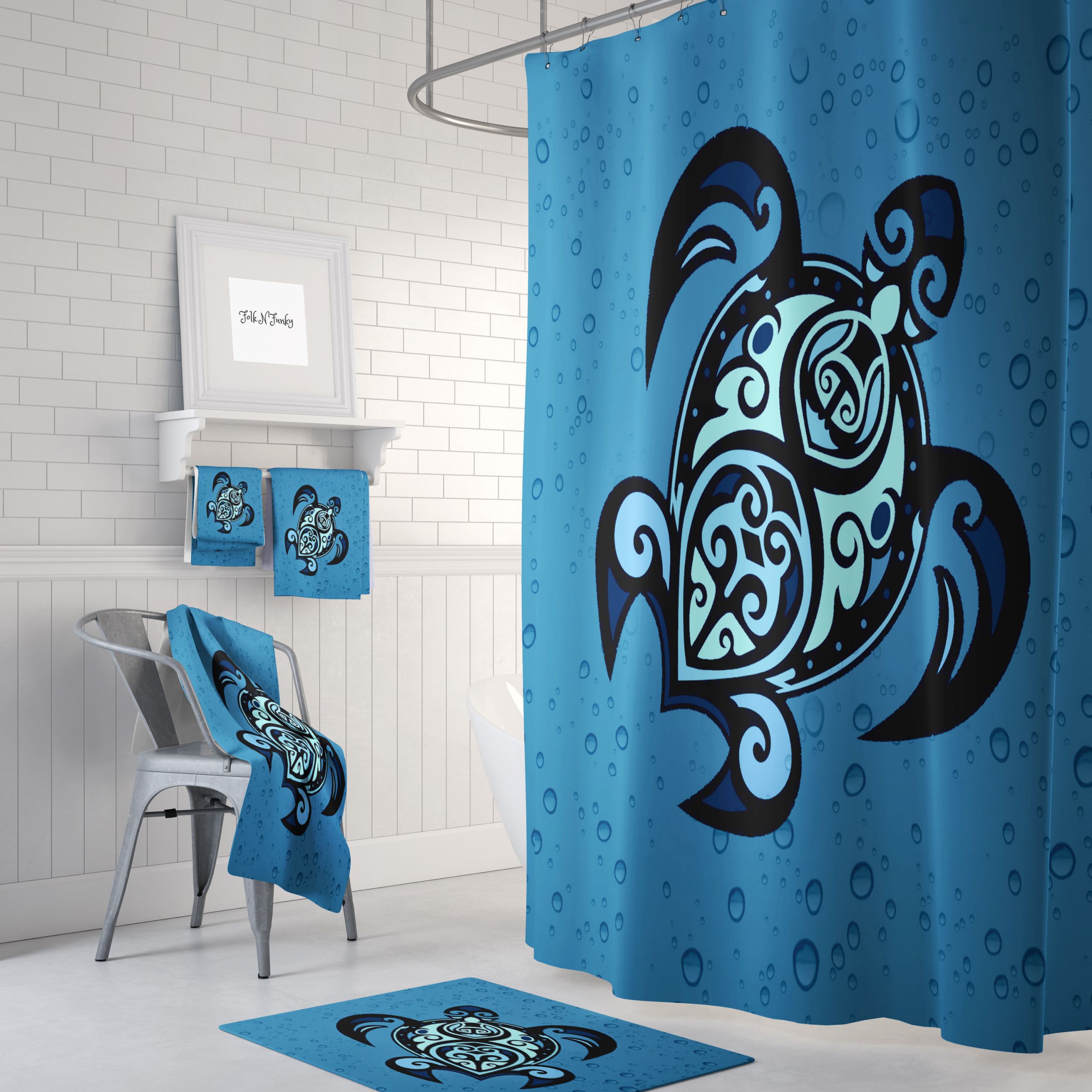 Sea Turtle Bathroom Decor
 Sea Turtle Shower Curtain Blue Nautical Bathroom Decor
