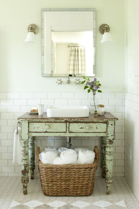 Shabby Chic Bathroom Vanity
 34 Rustic Bathroom Vanities And Cabinets For A Cozy Touch