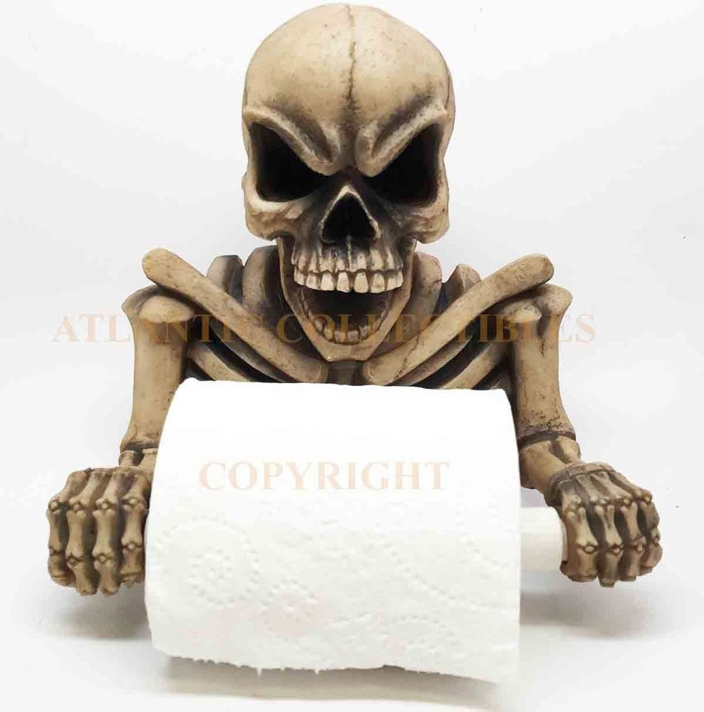 Skull Bathroom Decor
 Evil Skeleton Skull Toilet Paper Holder Halloween Bathroom