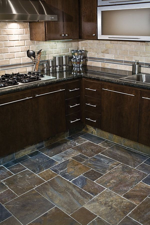 Slate Floors In Kitchen
 43 best Honey oak cabinets and floors images on Pinterest
