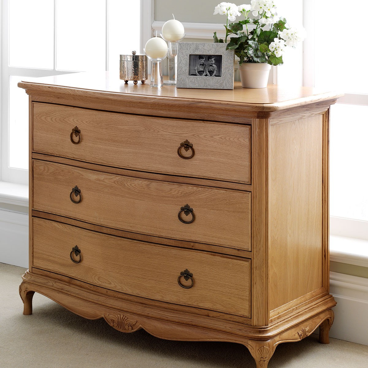 Small Bedroom Chest
 Charlotte French Inspired Oak 3 Drawer Chest