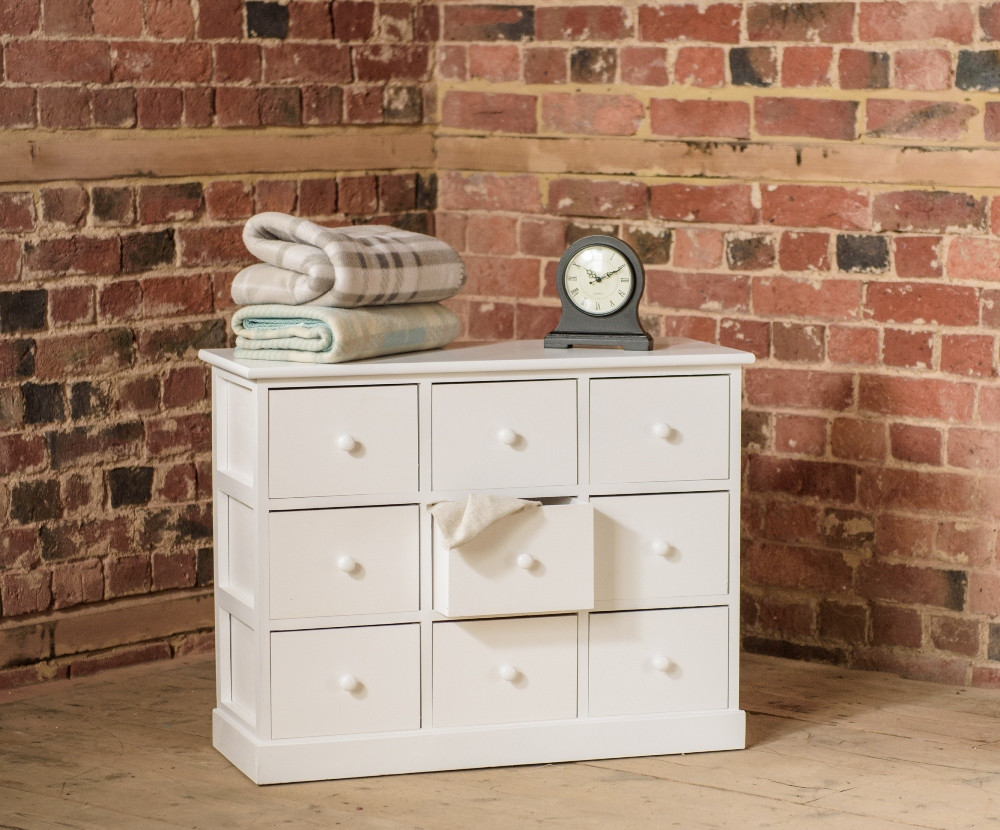 Small Bedroom Chest
 Small Nine Drawer White Wooden Storage Chest of Drawers