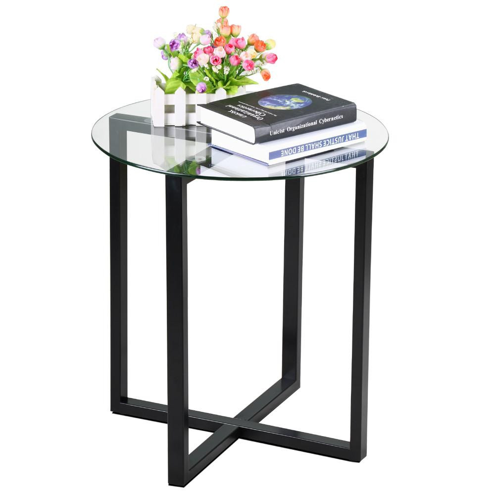 Small Bedroom End Tables
 End Side Table Round Glass Top Coffee Sofa Table Modern
