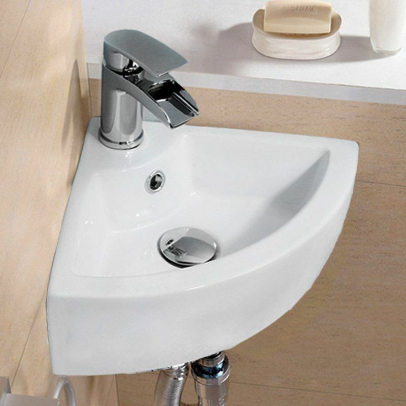 Small Corner Bathroom Sink
 Modern Corner Ceramic Small Cloakroom Basin Wall Hung Hand