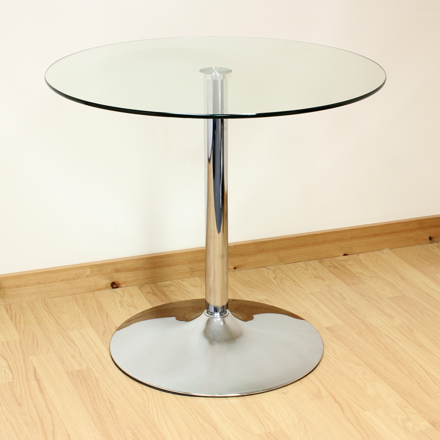 Small Glass Kitchen Table
 Hartleys 80cm Clear Chrome Round Glass Dining Kitchen