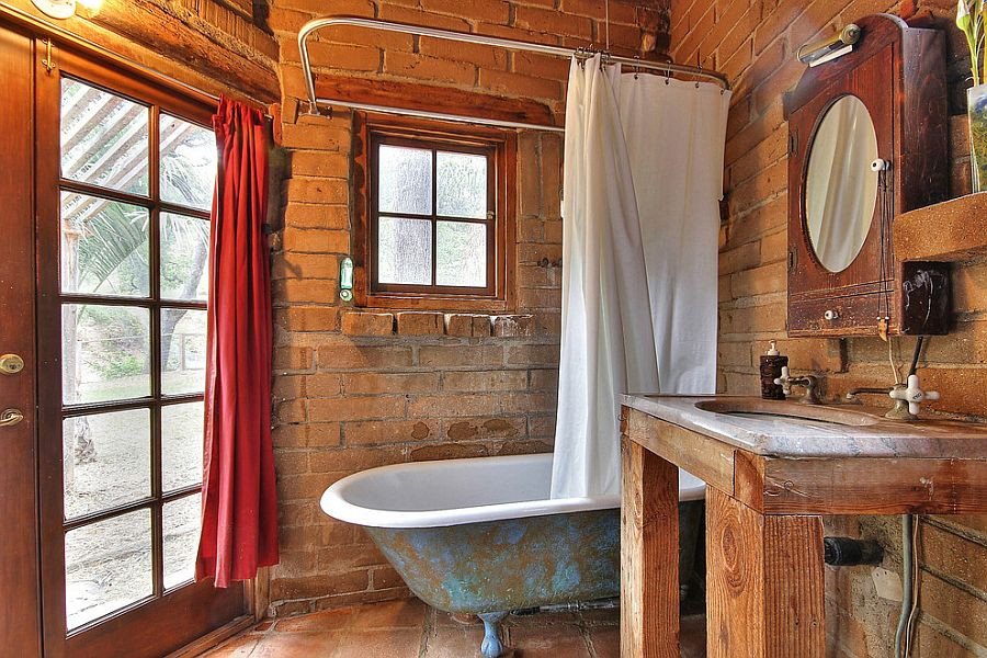 Small Rustic Bathroom
 Rugged and Ravishing 25 Bathrooms with Brick Walls