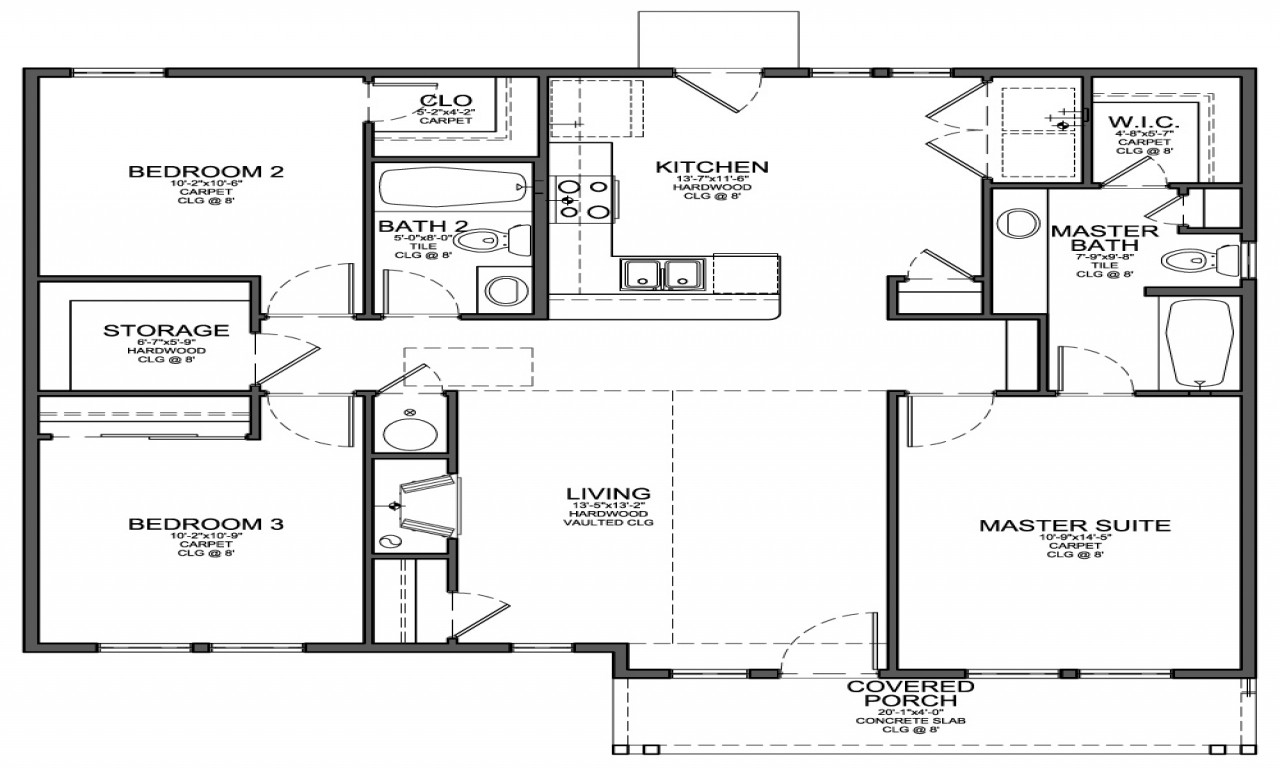 Small Three Bedroom House Plan
 3 Bedroom House Layouts Small 3 Bedroom House Floor Plans