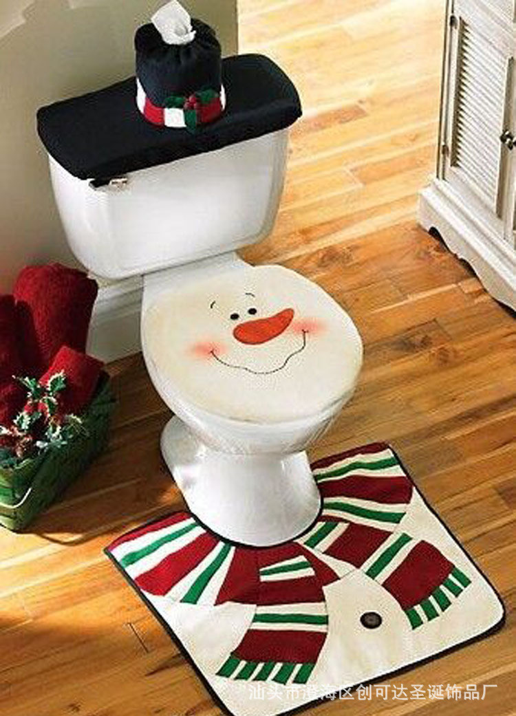 Snowman Bathroom Decor
 Christmas decoration Snowman Toilet Seat Cover Set