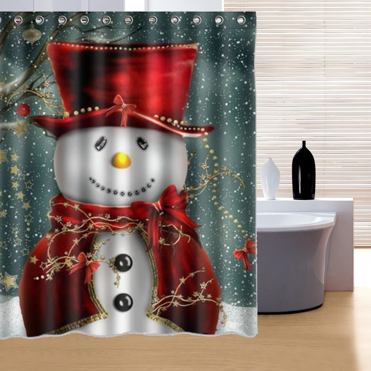 Snowman Bathroom Decor
 150x180cm Snowman Pattern Waterproof Polyester Shower