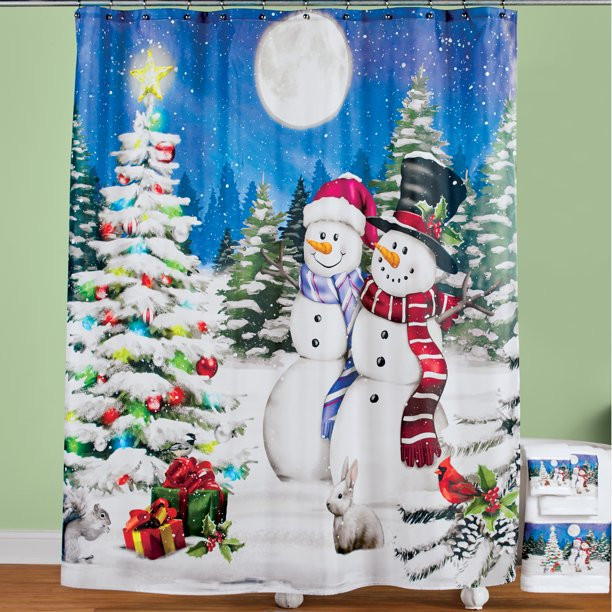 Snowman Bathroom Decor
 Snowman Couple Holiday Shower Curtain Christmas Bathroom