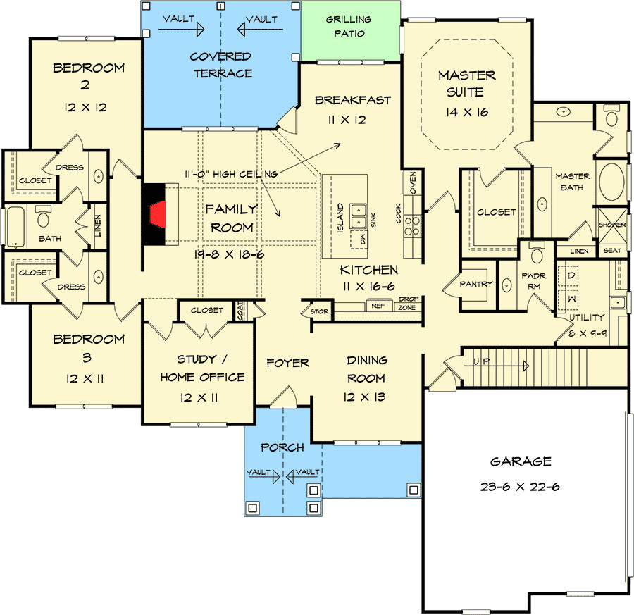 Split Master Bedroom Floor Plans
 Split Bedroom Craftsman House Plan DK