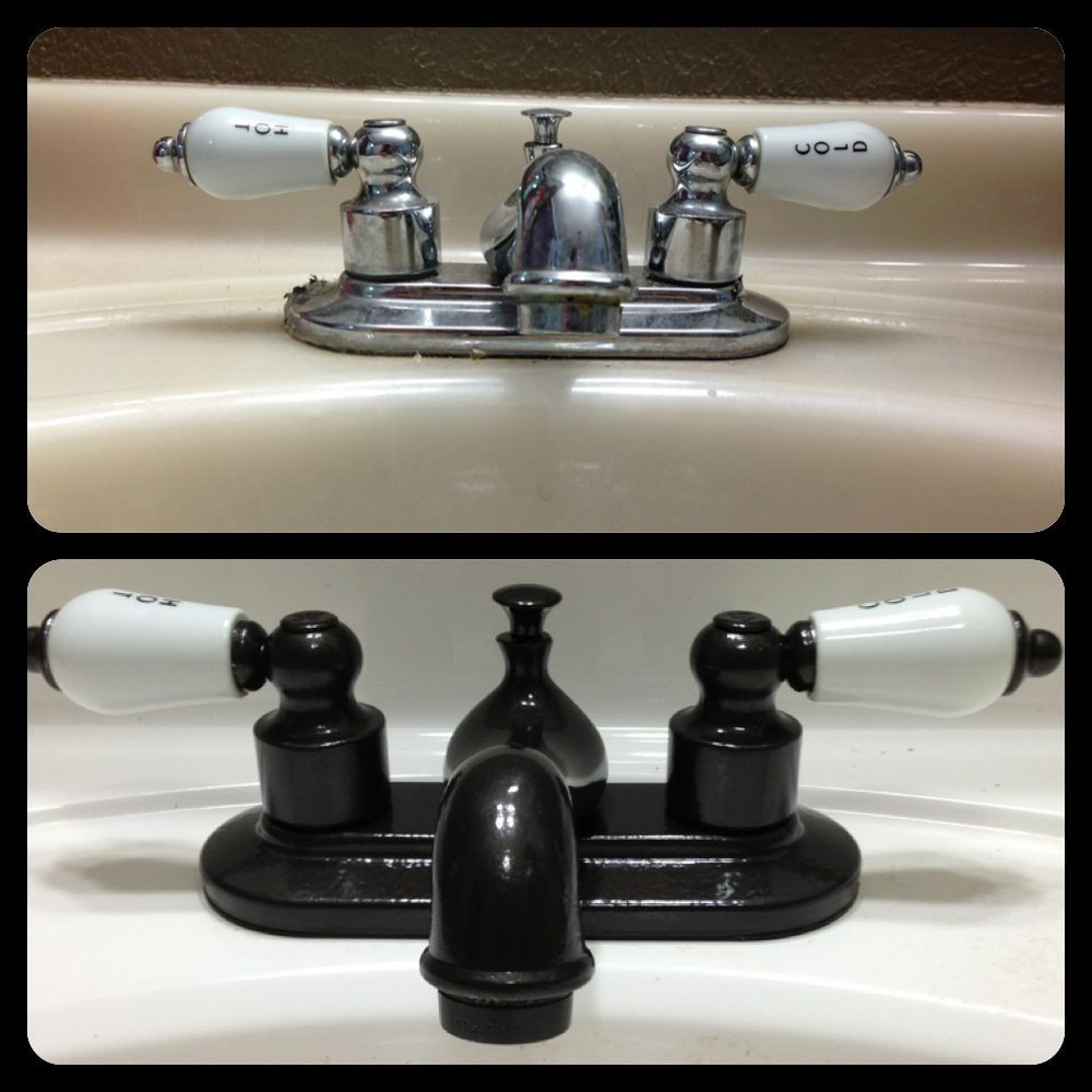 Spray Paint Bathroom Fixtures
 Repaint sink faucet with rustolium hammered spray paint