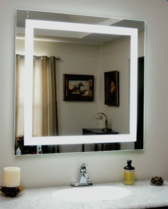 Square Bathroom Mirror
 Backlit Square Bathroom Mirror with LED Border