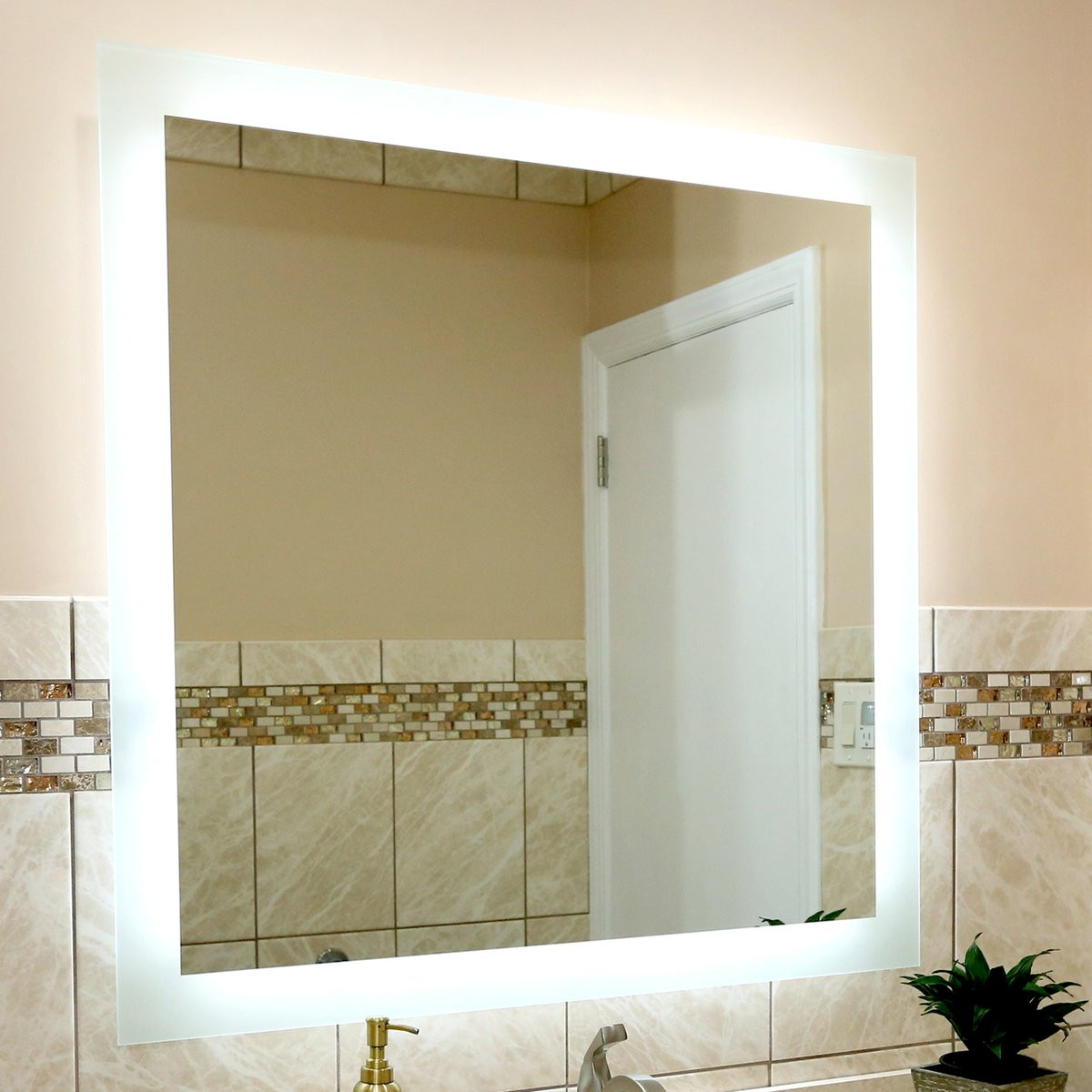 Square Bathroom Mirror
 Side Lighted LED Bathroom Vanity Mirror 36" x 36