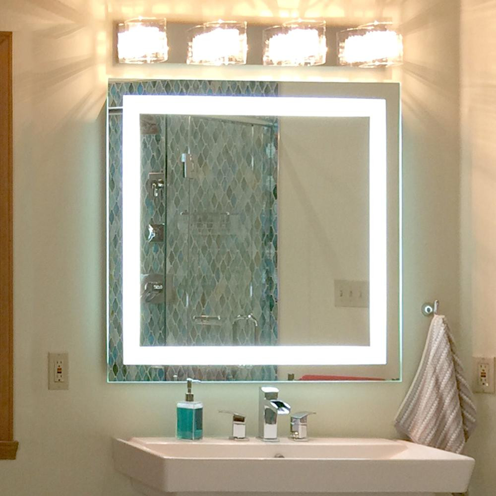 Square Bathroom Mirror
 Front Lighted LED Bathroom Vanity Mirror 48" x 48