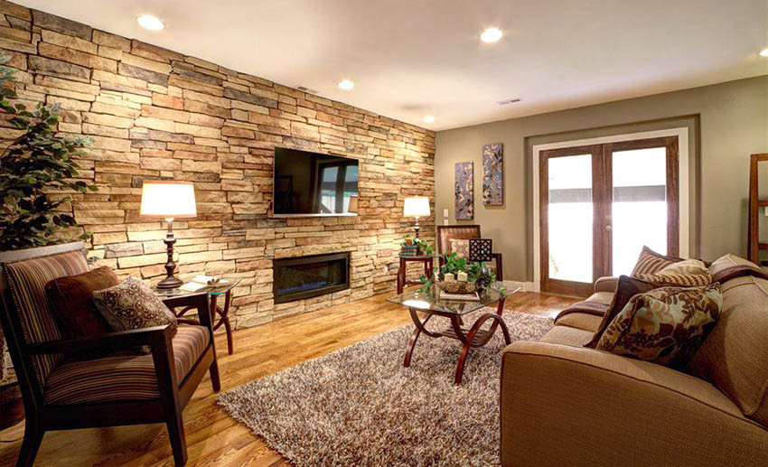 Stone Accent Wall Living Room
 Rustic Themed Living Room Ideas Designing Idea