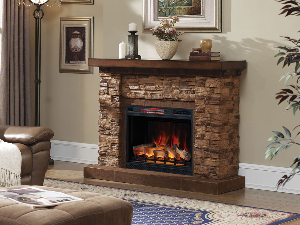 Stone Electric Fireplaces
 Grand Canyon 28 In Stacked Stone Infrared Electric