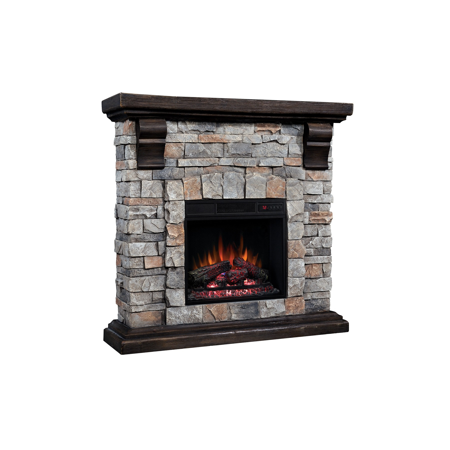 Stone Electric Fireplaces
 40" Pioneer Brushed Dark Pine Stone Electric Fireplace