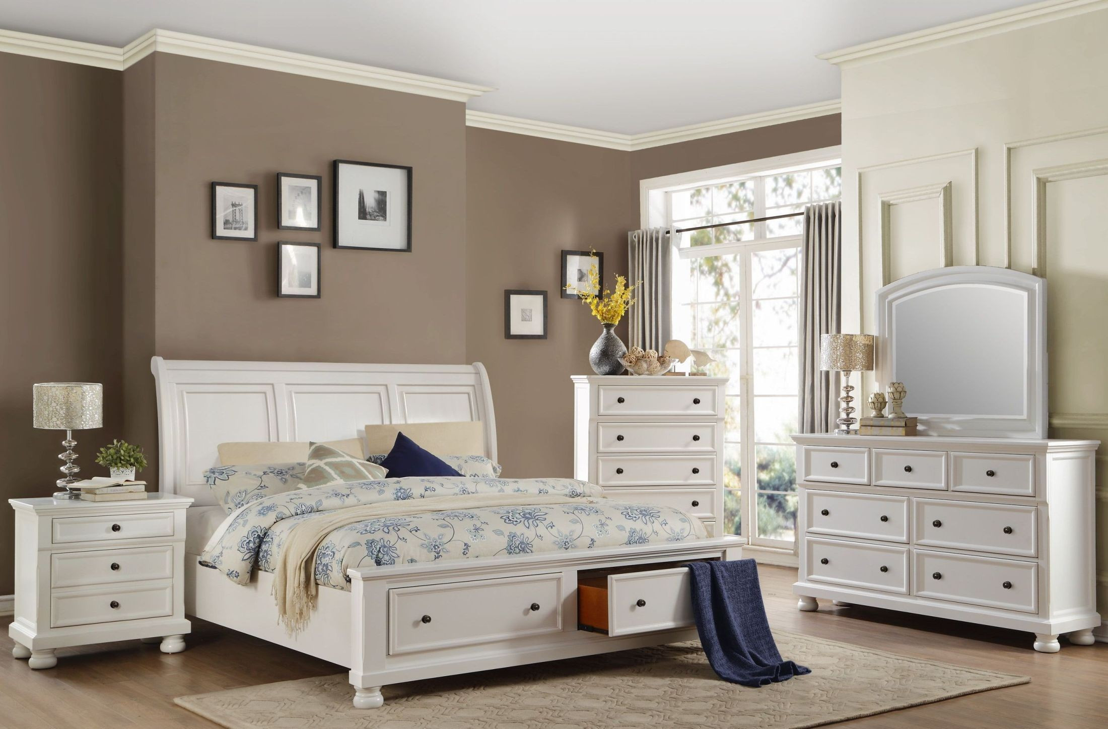 Storage Bedroom Furniture
 Laurelin White Sleigh Storage Bedroom Set from Homelegance