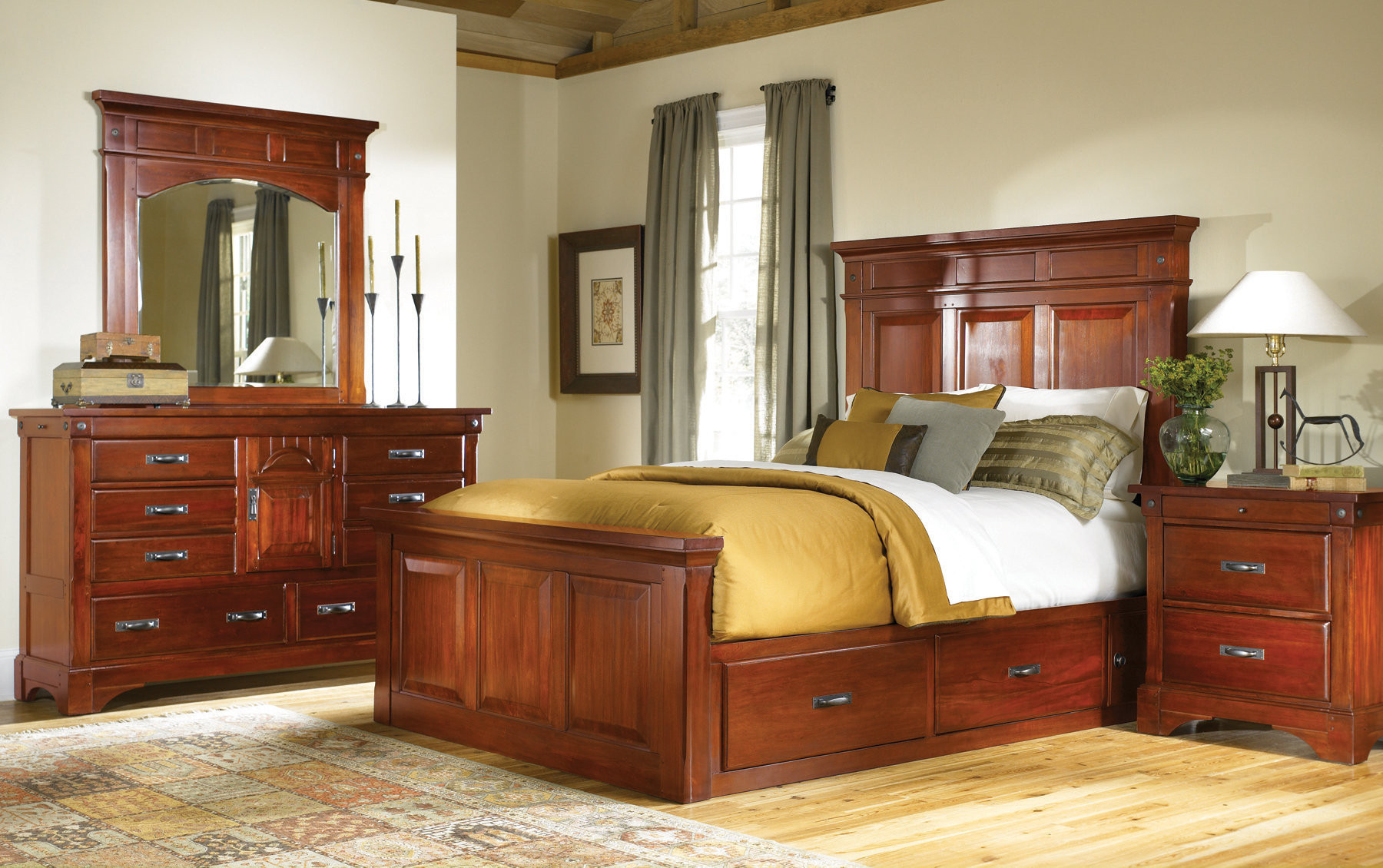 Storage Bedroom Furniture
 Mahogany Storage Bed Classic King and Queen Solid Wood