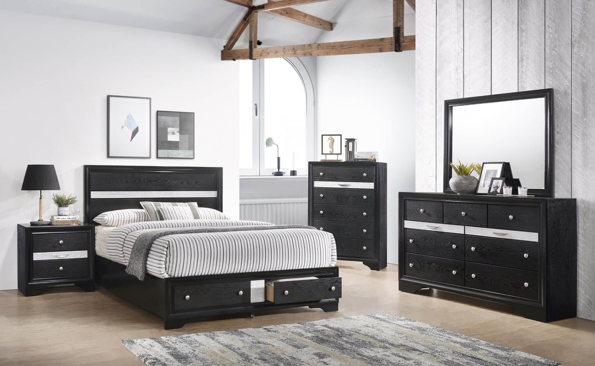 Storage Bedroom Furniture
 Regata Black Storage Bedroom Set