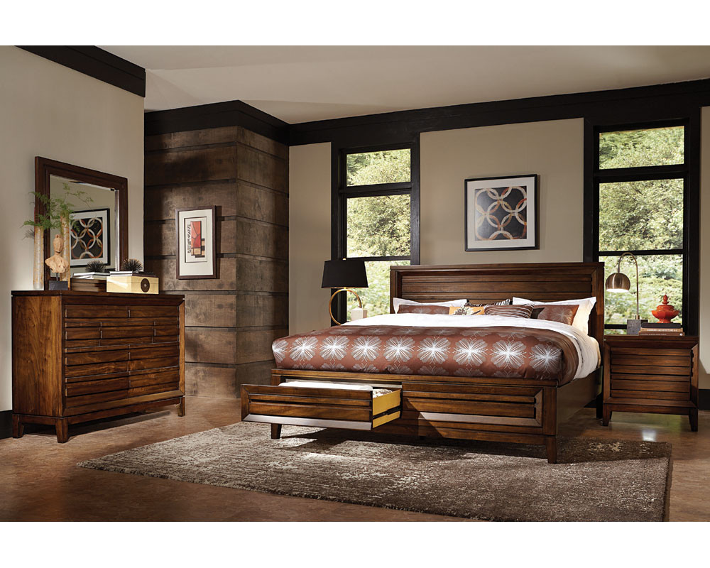 Storage Bedroom Furniture
 Aspenhome Bedroom Set w Panel Storage Bed Walnut Park