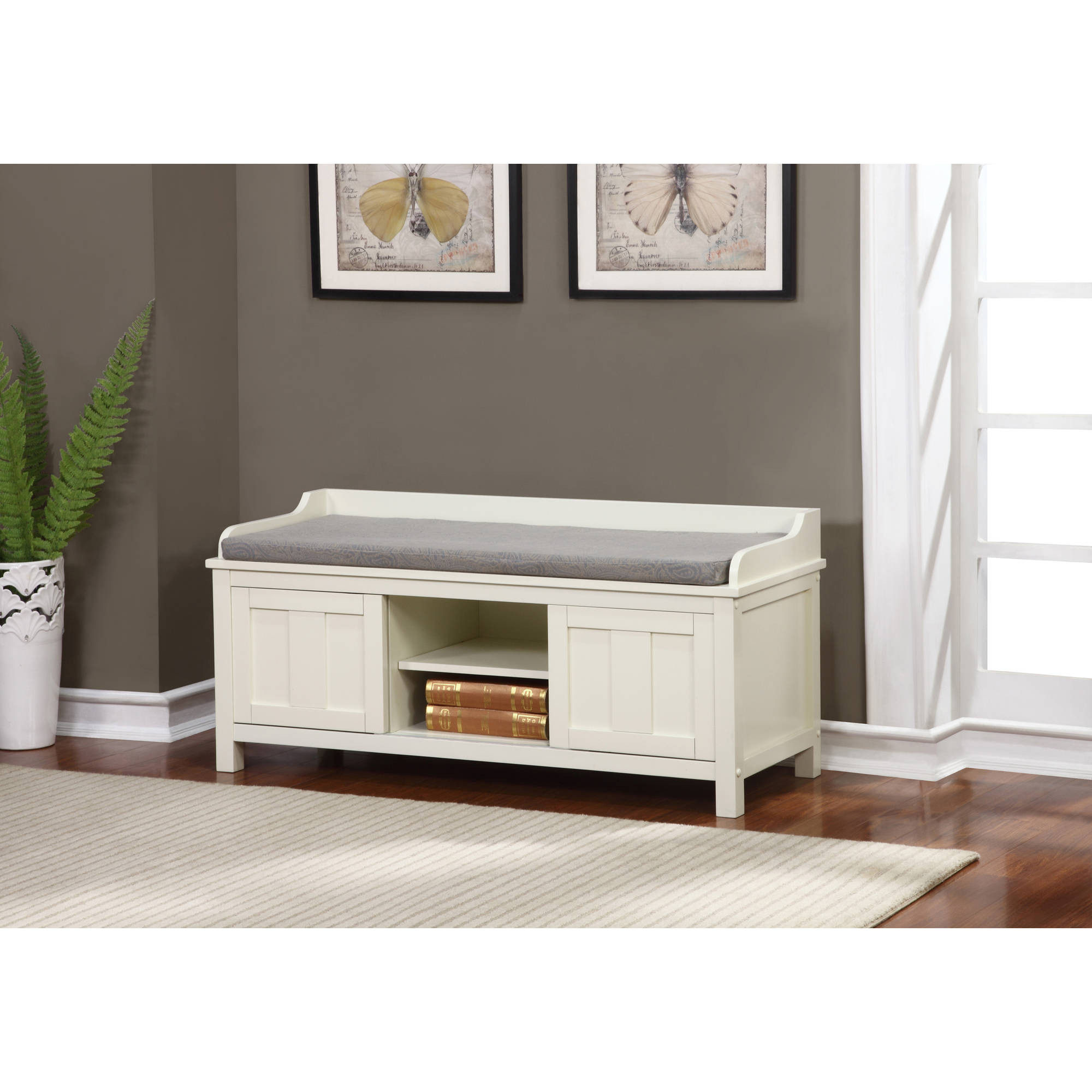 Storage Bench Seat Target
 Linon Lakeville 45" Antique White Storage Bench with