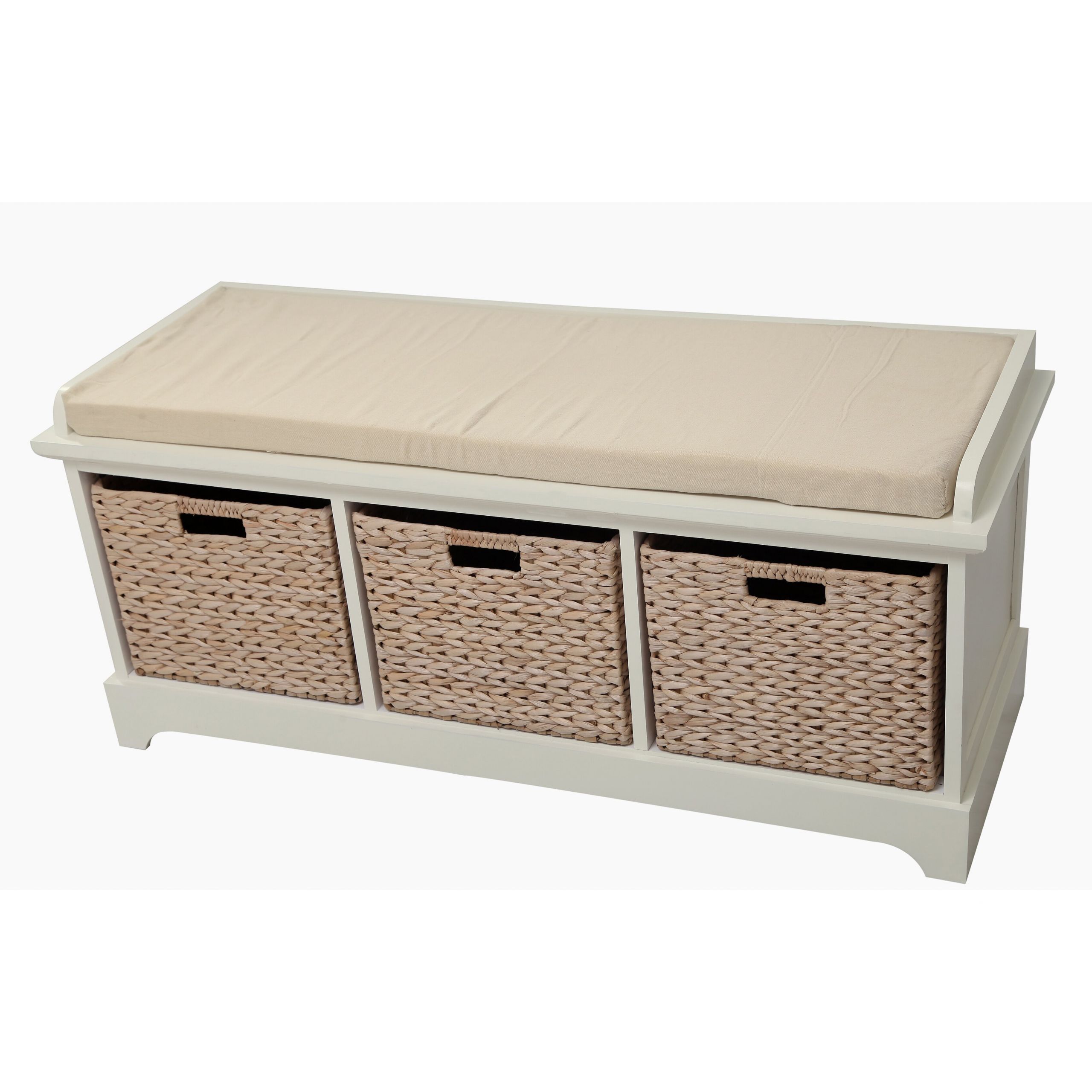 Storage Bench With Baskets
 Gallerie Decor Newport Wooden Bedroom Storage Bench with 3