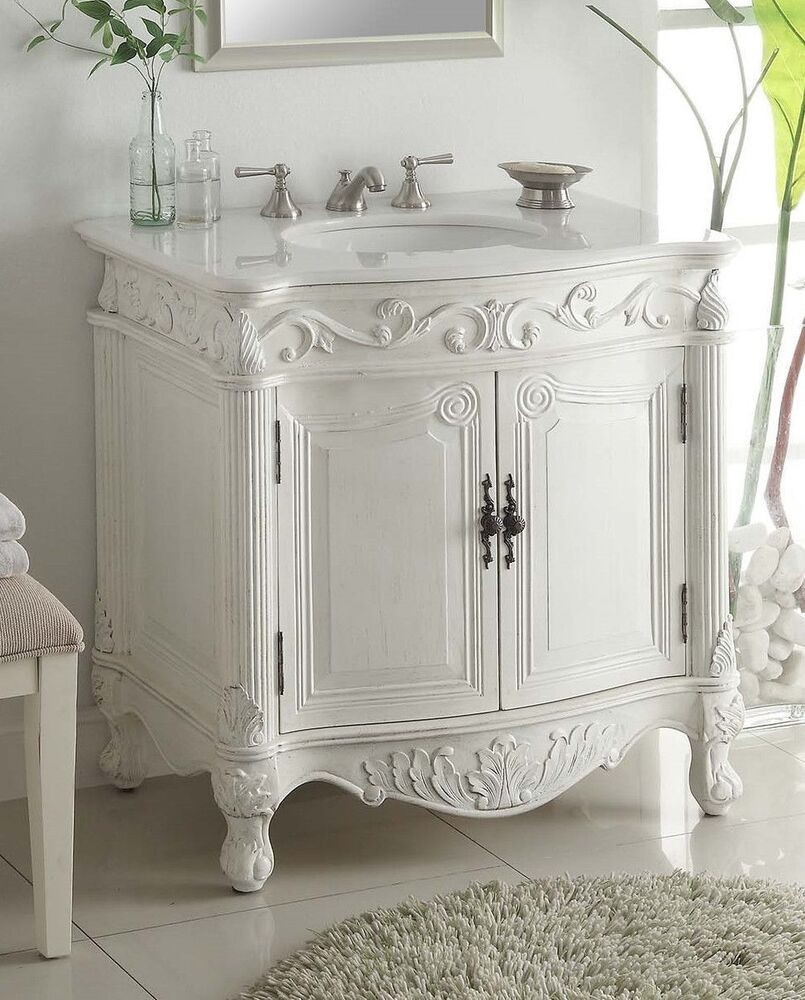 Stores That Sell Bathroom Vanities
 32” Traditional Style Antique White Fiesta Bathroom Sink