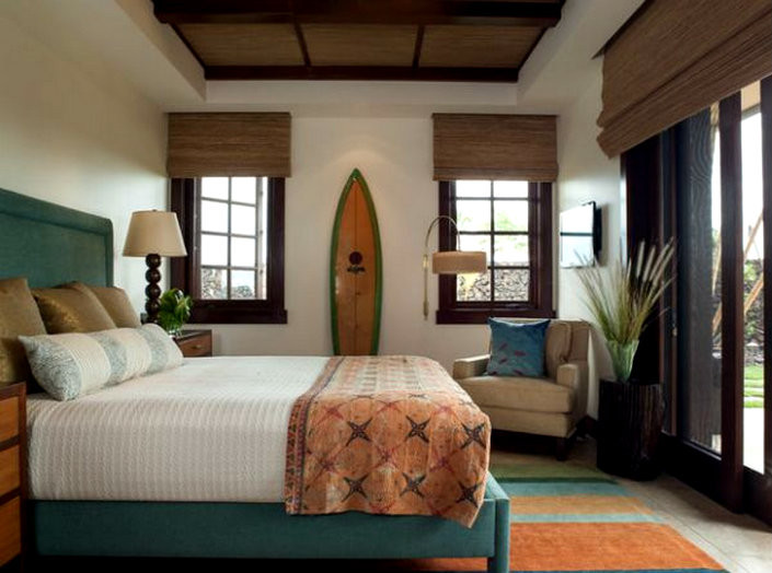 Surf Bedroom Decor
 elegant tropical bedroom with tosca bed and Sleek