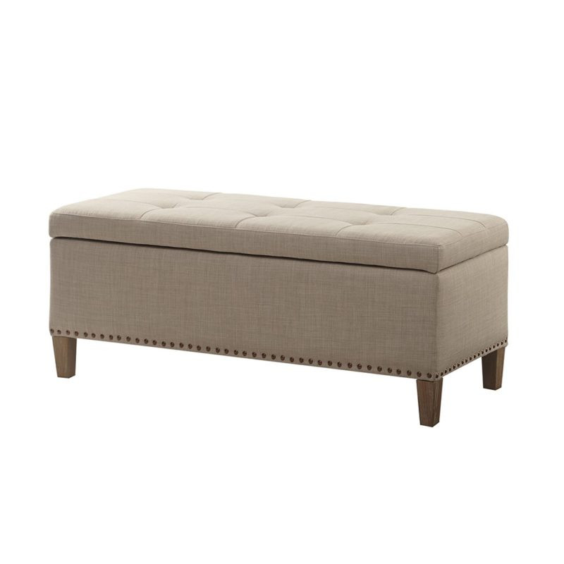 Taupe Storage Bench
 Shandra Tufted Top Storage Bench Light Taupe Furniture