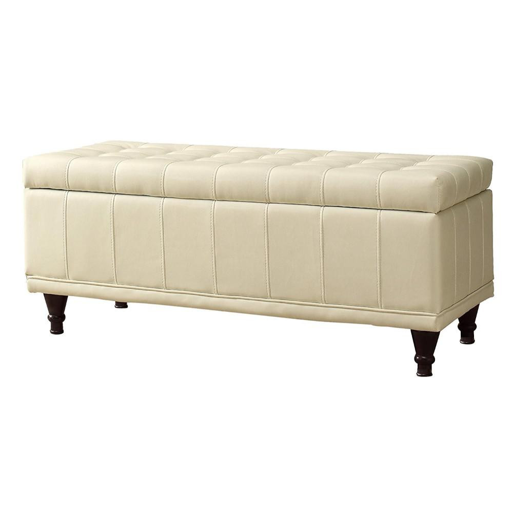 Taupe Storage Bench
 Bi Cast Vinyl Lift Up Storage Bench With a Tufted Seat