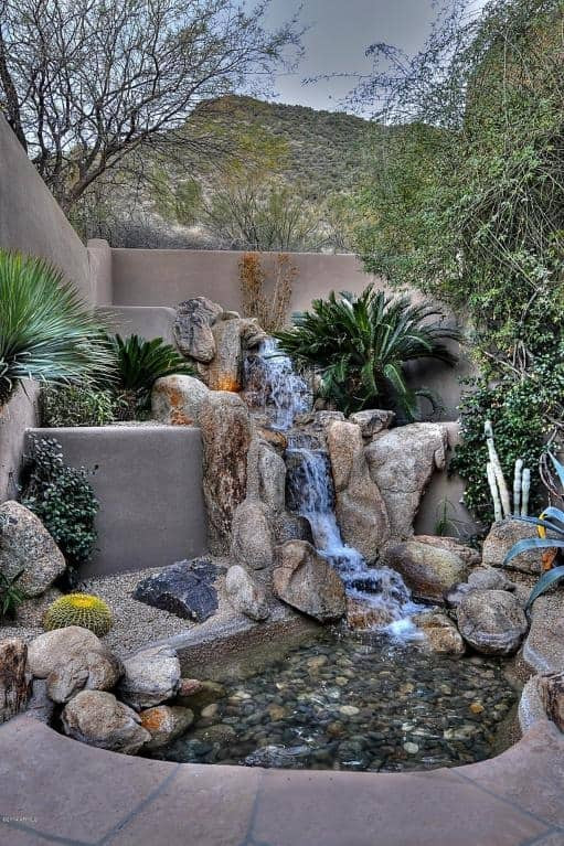 Terrace Landscape Desert
 Arizona Desert Home bines Waterscaping Xeriscaping and
