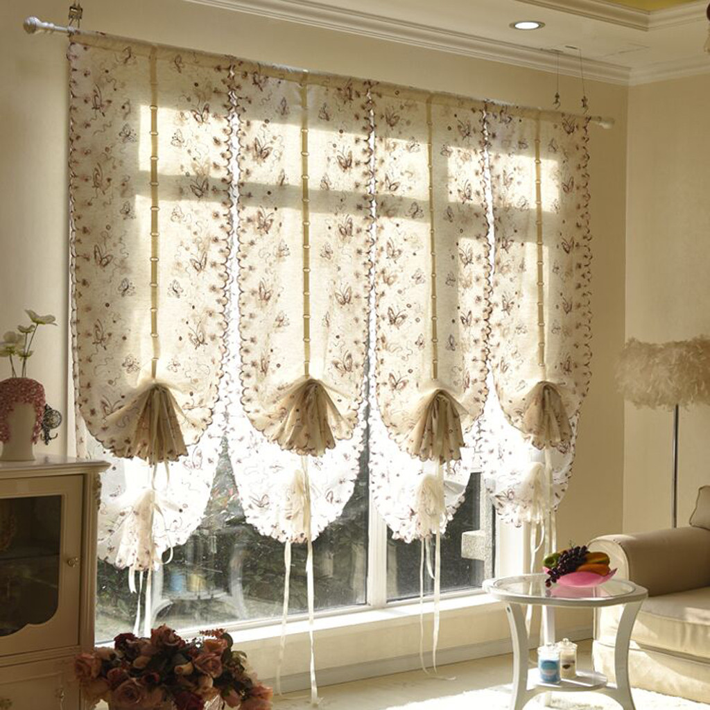Tie Up Kitchen Curtains
 Tie up Sheer Curtains Embroidery Kitchen Cafe Voile Drape