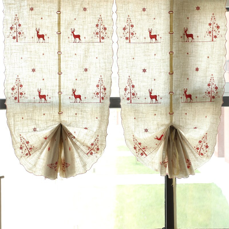 Tie Up Kitchen Curtains
 Pastoral Style Tie UP Curtains for Kitchen Cotton Linen