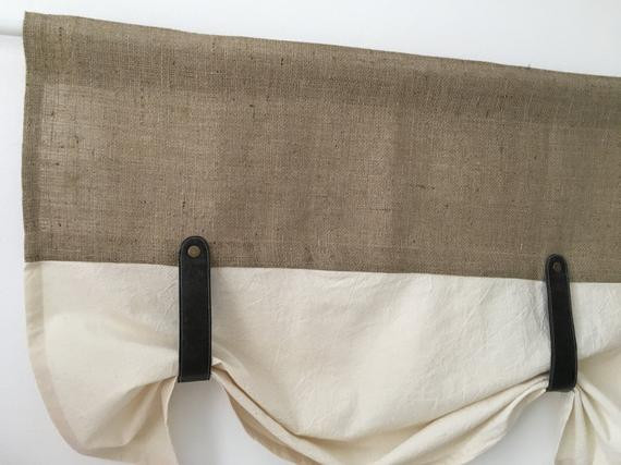 Tie Up Kitchen Curtains
 Burlap Curtains Kitchen Valance Faux Leather Tie Up Country